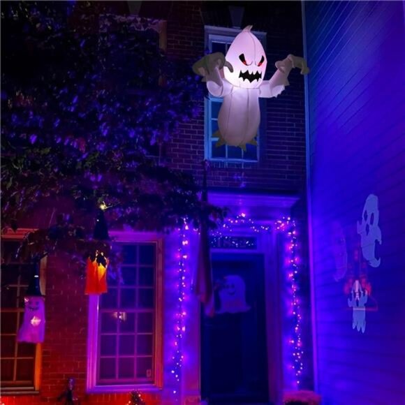 4.6 FT Halloween Inflatable Ghost with Build-in LEDs, Blow Up Flying Ghost - Picture 6 of 7